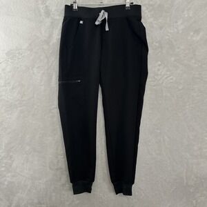 Figs Scrubs Zamora Joggers Pants XS/P Black Pull On Cargo Zip Pocket Nurse GUC